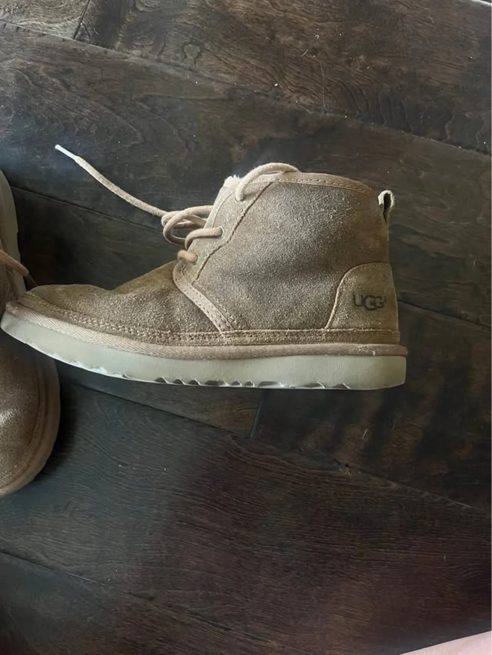 UGG Kids Suede Lace-Up Boots in Chestnut Brown